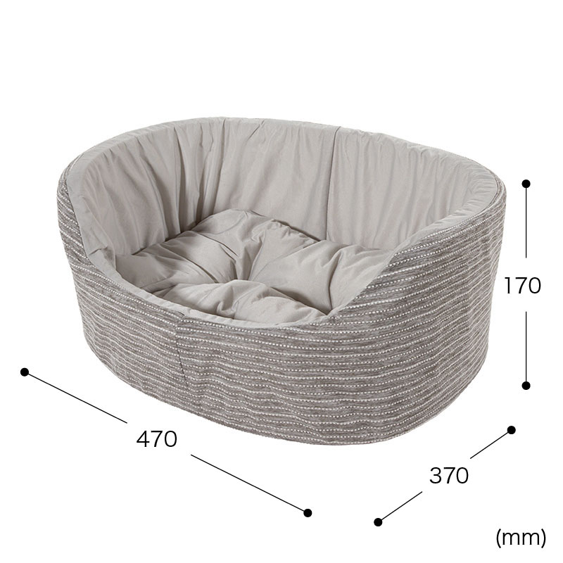ひんやり丸形ペットベッド Mサイズ 46×37×17cm グレー