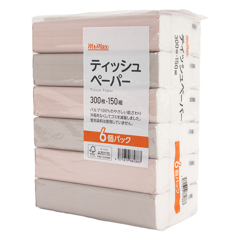 ソフトパック ティッシュペーパー 150組×6個パック