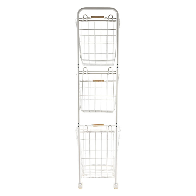 3段ランドリーバスケット ホワイト キャスター付