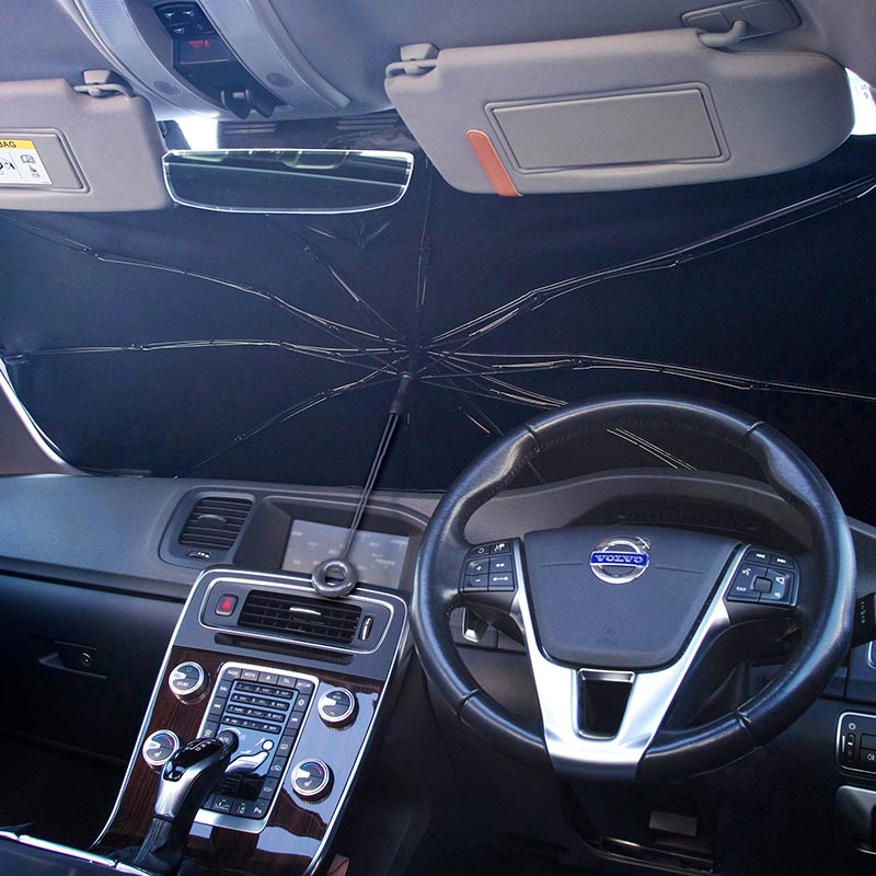 車内の温度が上がりにくい 傘型フロントシェード M 軽自動車｜普通車用 約幅125×高さ65cm