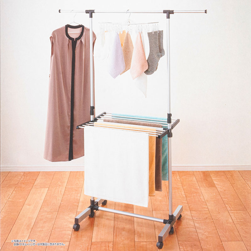 【お取り寄せ商品】軽くて丈夫な アルミH型 伸縮 室内物干し