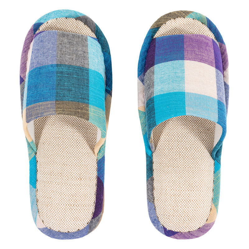 綿スリッパ フリー 24-26cm チェックブルー