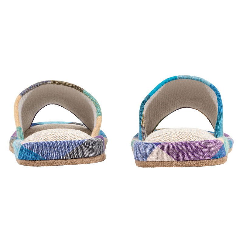 綿スリッパ フリー 24-26cm チェックブルー