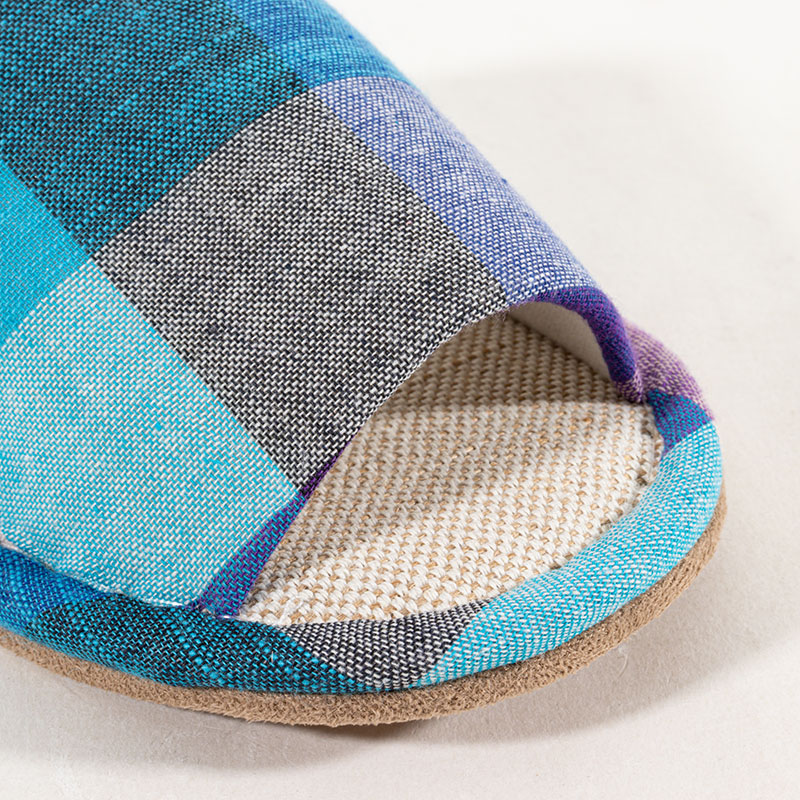 綿スリッパ フリー 24-26cm チェックブルー