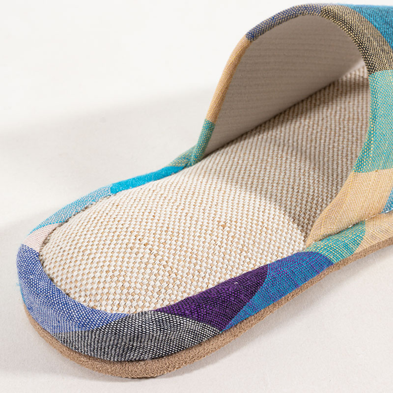 綿スリッパ フリー 24-26cm チェックブルー