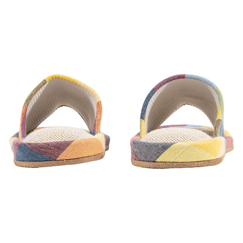 綿スリッパ フリー 24-26cm チェックイエロー