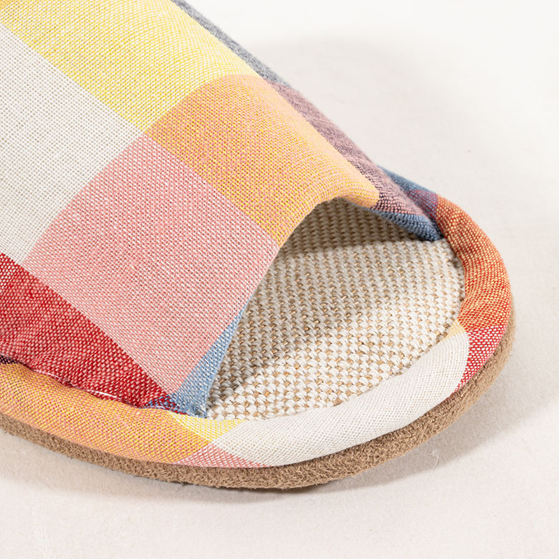 綿スリッパ フリー 24-26cm チェックイエロー