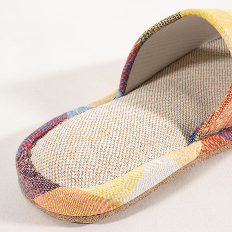 綿スリッパ フリー 24-26cm チェックイエロー