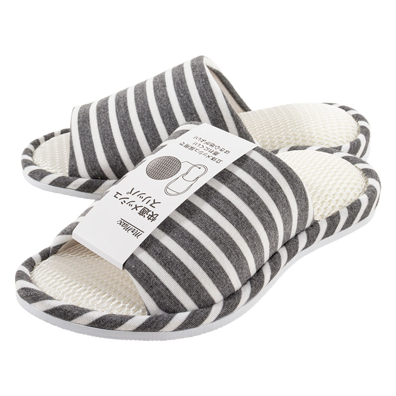 快適メッシュスリッパ L(25-27cm)ボーダーグレー
