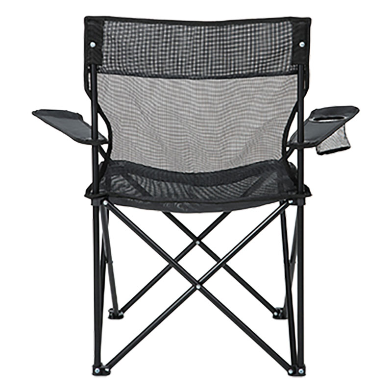 アウトドアチェア メッシュ ドリンクホルダー付き ブラック