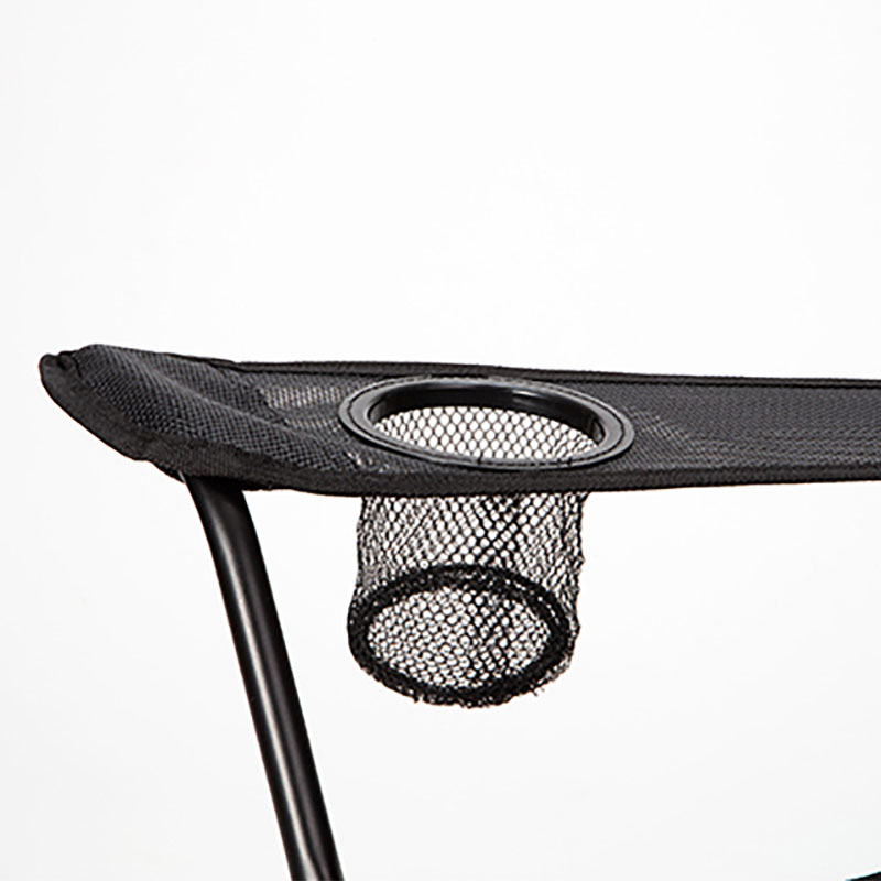 アウトドアチェア メッシュ ドリンクホルダー付き ブラック