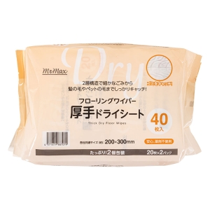 フローリングワイパー 厚手ドライシート200×300mm 40枚入(20枚×2パック)