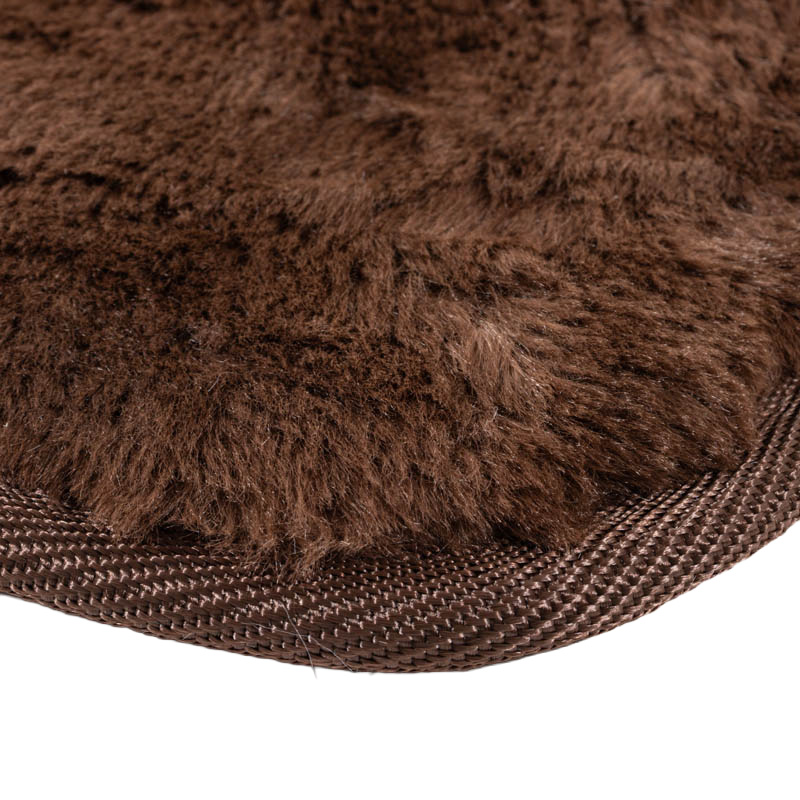 洗えるセンターラグ コーラル ダークブラウン 円形130cm