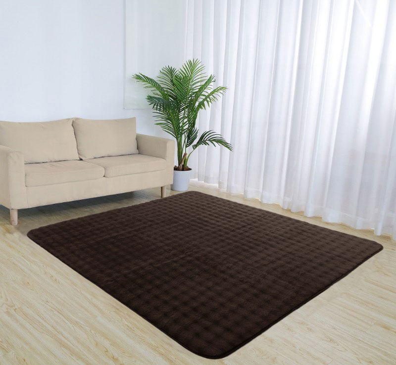 洗えるセンターラグ コーラル ダークブラウン 2帖(180×180cm)
