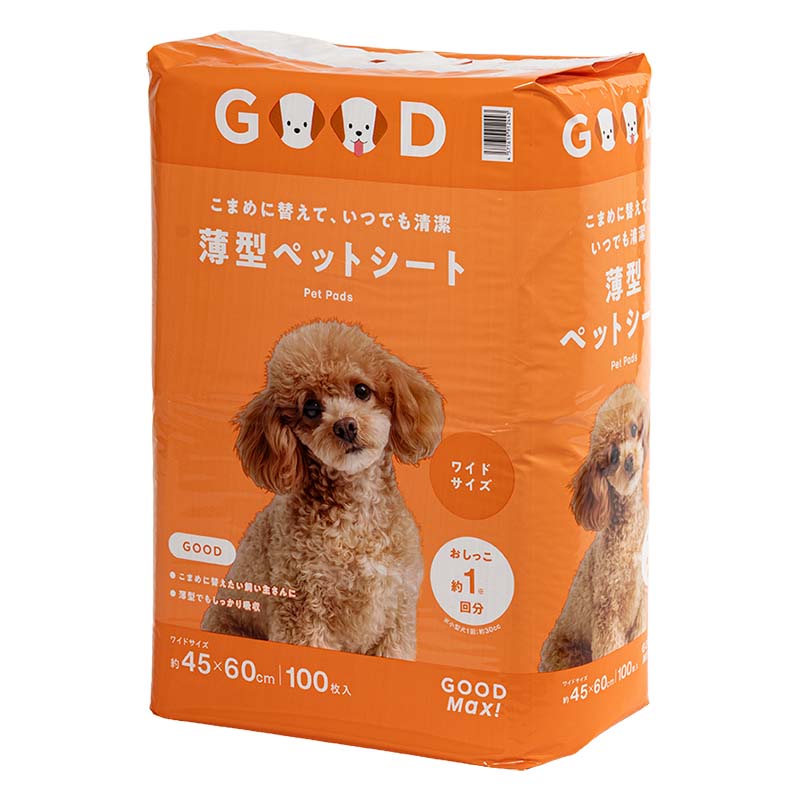 【4袋セット】こまめに替えて、いつまでも清潔 薄型ペットシート ワイドサイズ 45×60cm 100枚入 4571619912443×4