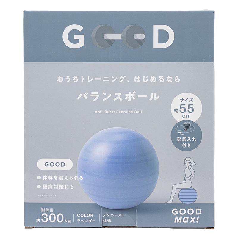 おうちトレーニング、はじめるなら バランスボール 55cm ラベンダー 空気入れ付き