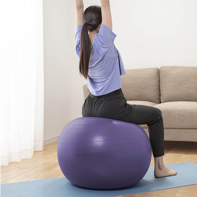 おうちトレーニング、はじめるなら バランスボール 65cm ブルーグレー 空気入れ付き