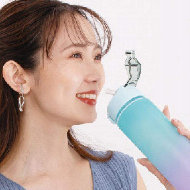 ストロー付き タイムマーカーボトル 750ml グリーン×パープル