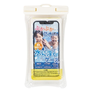 ぷかぷか防水くん 防水スマホケース ストラップ付 クリア×ピュアホワイト