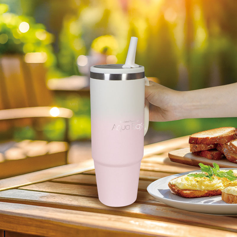 AquaBase 真空断熱 格納式 ストロータンブラー 800ml ピーチピンク 保冷専用