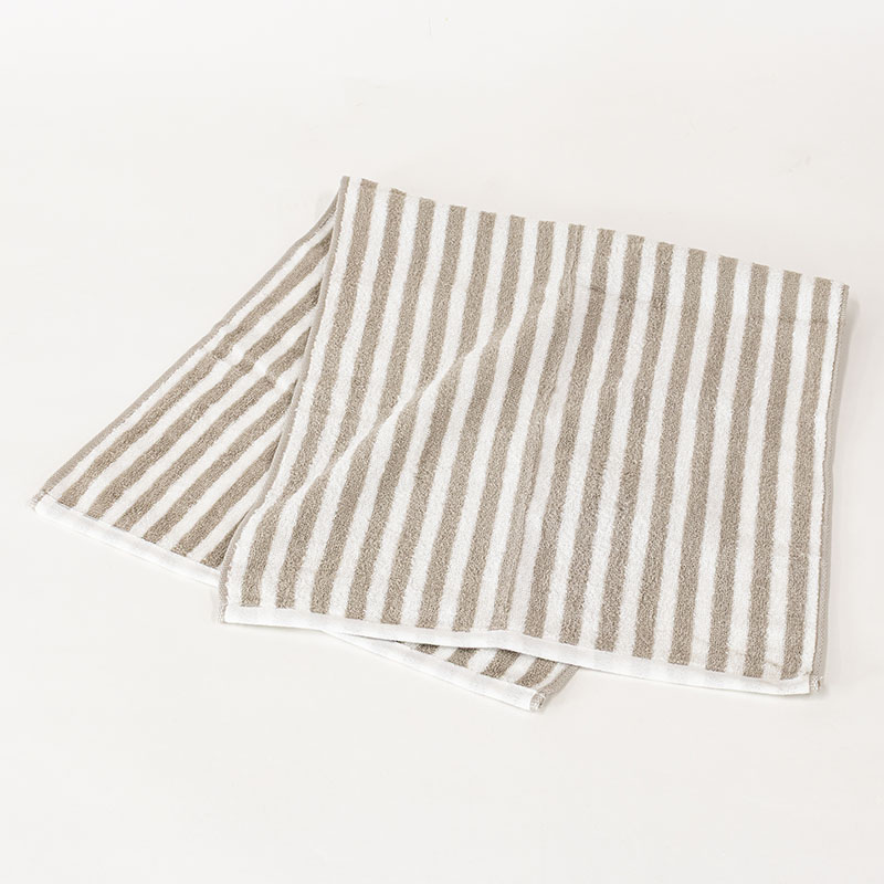 しっかりフェイスタオル 34×80cm ストライプライトグレー