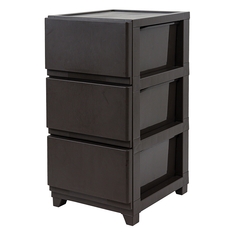 【お取り寄せ商品】収納チェスト 3段スリム ダークブラウン 幅34×奥行41.5×高さ66.1cm