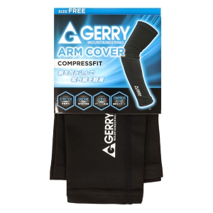 GERRY メンズアームカバー COMPRESSFIT フリーサイズ ブラック×シルバーロゴ