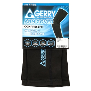 GERRY メンズアームカバー COMPRESSFIT フリーサイズ ブラック×ブルーロゴ