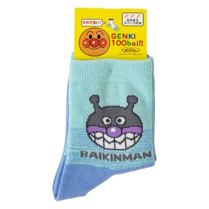キッズ クルー丈ソックス バイキンマン ブルー 13-19cm