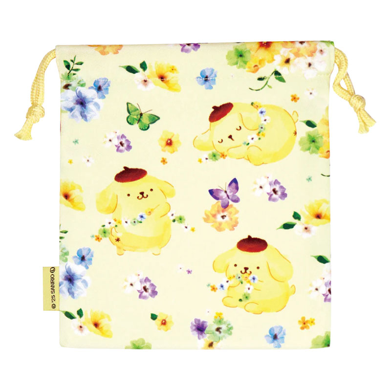 【お取り寄せ商品】巾着 約18cm×21cm ポムポムプリン フラワー