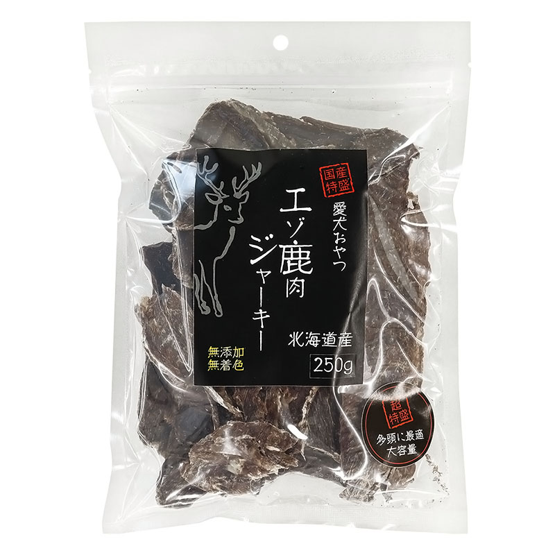 国産超特盛 愛犬おやつ エゾ鹿肉ジャーキー 成犬用 250g