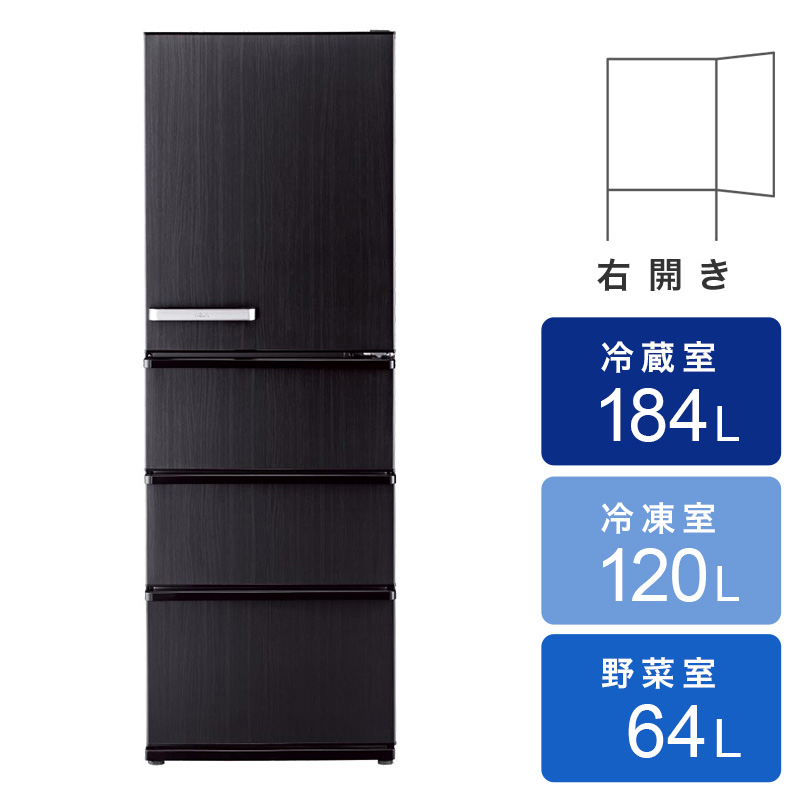 368L 冷凍冷蔵庫 AQR-V37P ウッドブラック ｜ ミスターマックス 