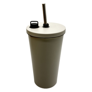 ストロー付き ステンレスタンブラー グレー 0.55L 保冷&保温