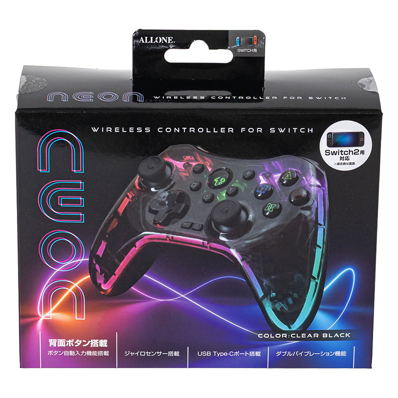 Switch2用ワイヤレスネオンコントローラー クリアブラック ALG-NS2WNEC