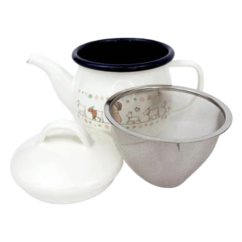 【お取り寄せ商品】ホーローティーポット 540ml ストレーナー付 ガス対応 アルプスの少女ハイジ