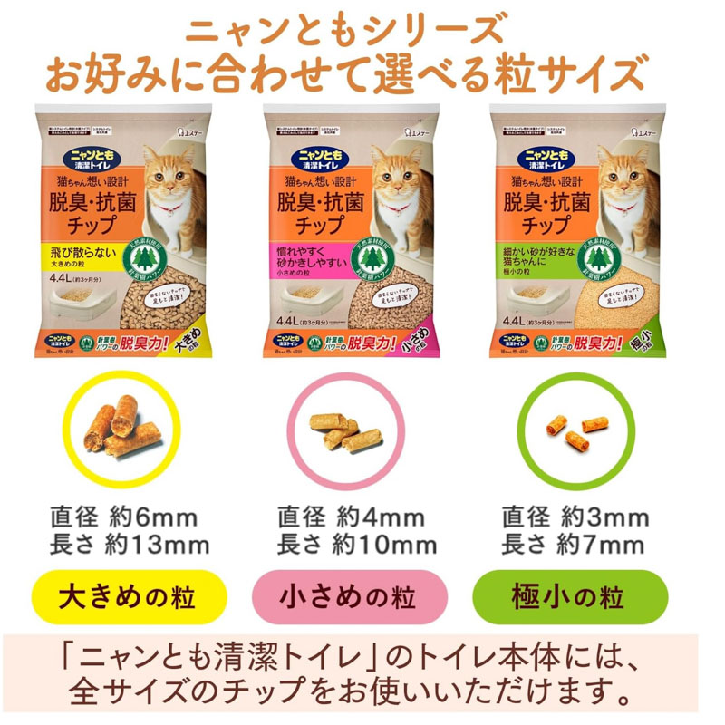 ニャンとも清潔トイレ 脱臭・抗菌チップ 小さめの粒 大容量 4.4L