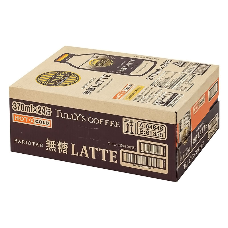 タリーズコーヒー BARISTAS 無糖 LATTE ボトル缶 1箱 (370ml×24缶)