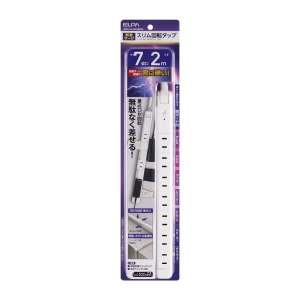 耐雷スリム回転電源タップ 7個口2m WBS-SL702SB(W)