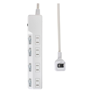 耐雷スイッチ付タップ (ブレーカー付) 4個口 2m WLK-42B(W)