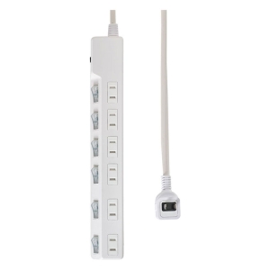 耐雷スイッチ付タップ (ブレーカー付) 6個口 2m WLK-62B(W)