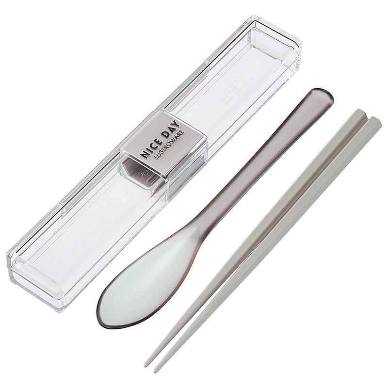 とっても強いケース&スプーン 18cm箸付 グレージュ