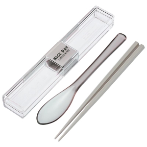 とっても強いケース&スプーン 18cm箸付 グレージュ