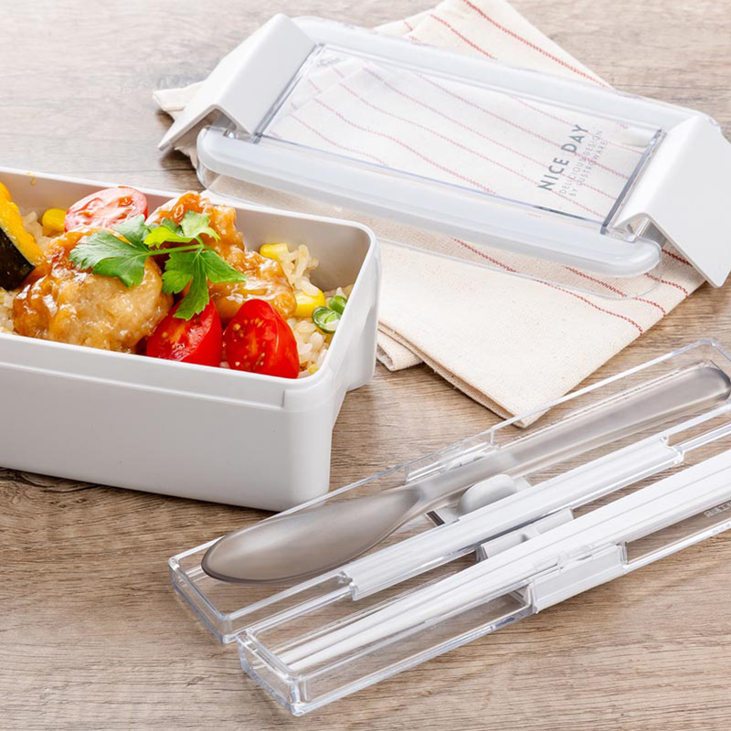 とっても強いケース&スプーン 18cm箸付 グレージュ