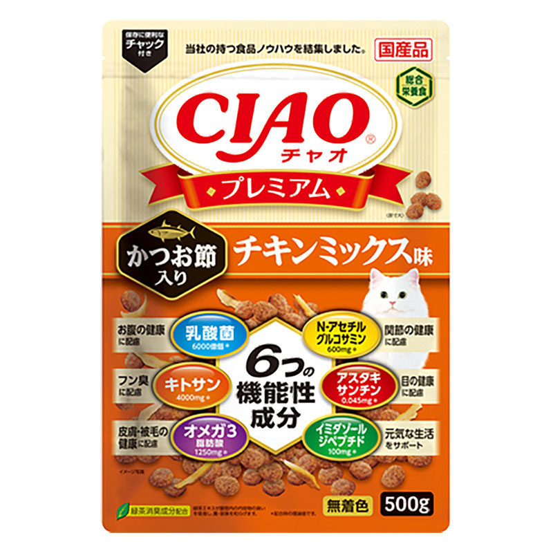 チャオプレミアムかつお節入り チキンミックス味 500g