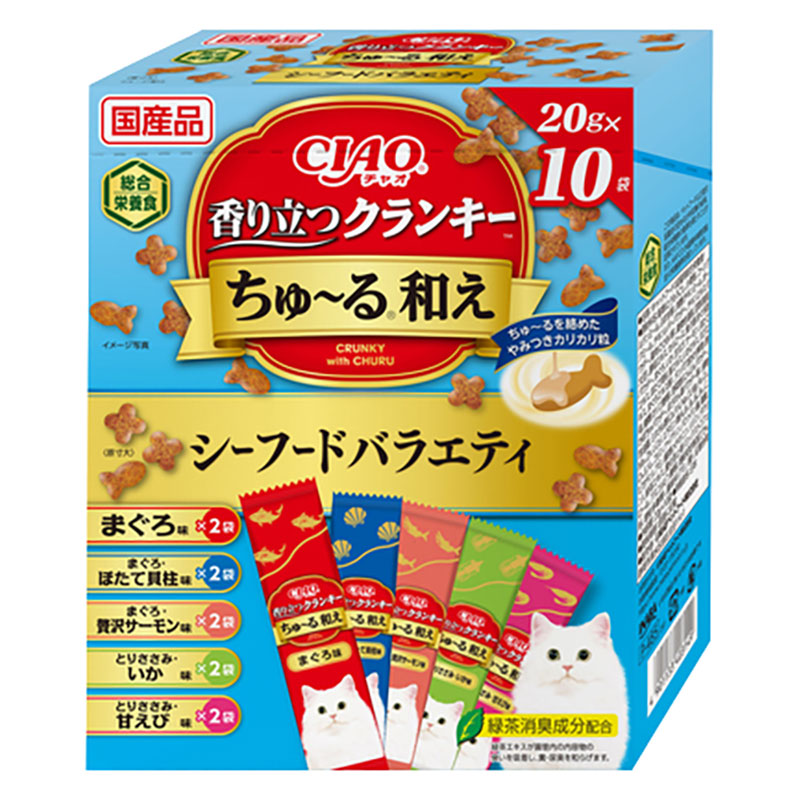 CIAO 香り立つクランキーちゅ～る和え シーフードバラエティ 20g×10袋