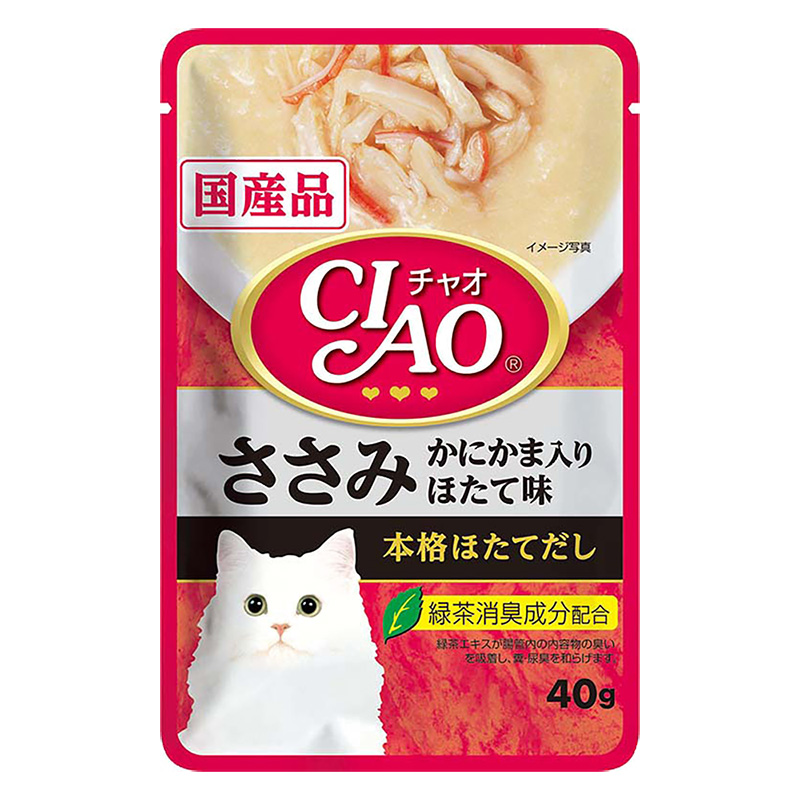 CIAOパウチ ささみ かにかま入り ほたて味 40g