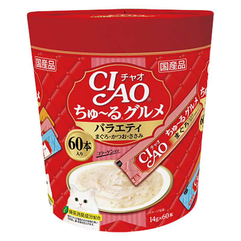 CIAO ちゅ~るグルメ バラエティ まぐろかつおささみ 14g×60本