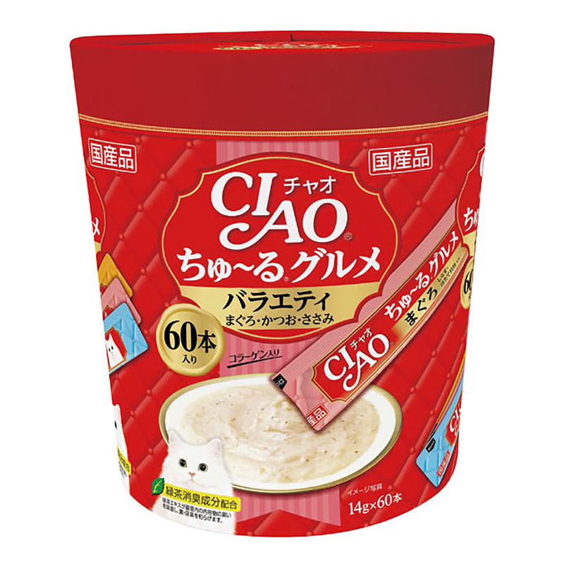 CIAO ちゅ~るグルメ バラエティ まぐろかつおささみ 14g×60本