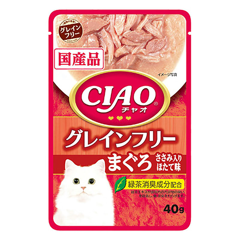 チャオパウチ グレインフリー まぐろ ささみ入りほたて味 40g