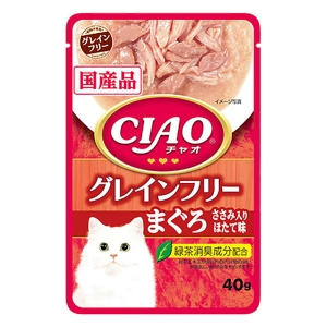 チャオパウチ グレインフリー まぐろ ささみ入りほたて味 40g